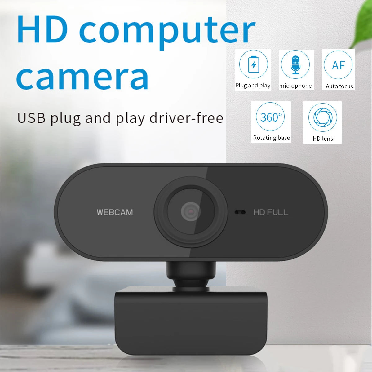 Webcam Computer Camera 1080P HD USB with Microphone Support Desktop Computer Laptop Suitable for Live Video Call Conference